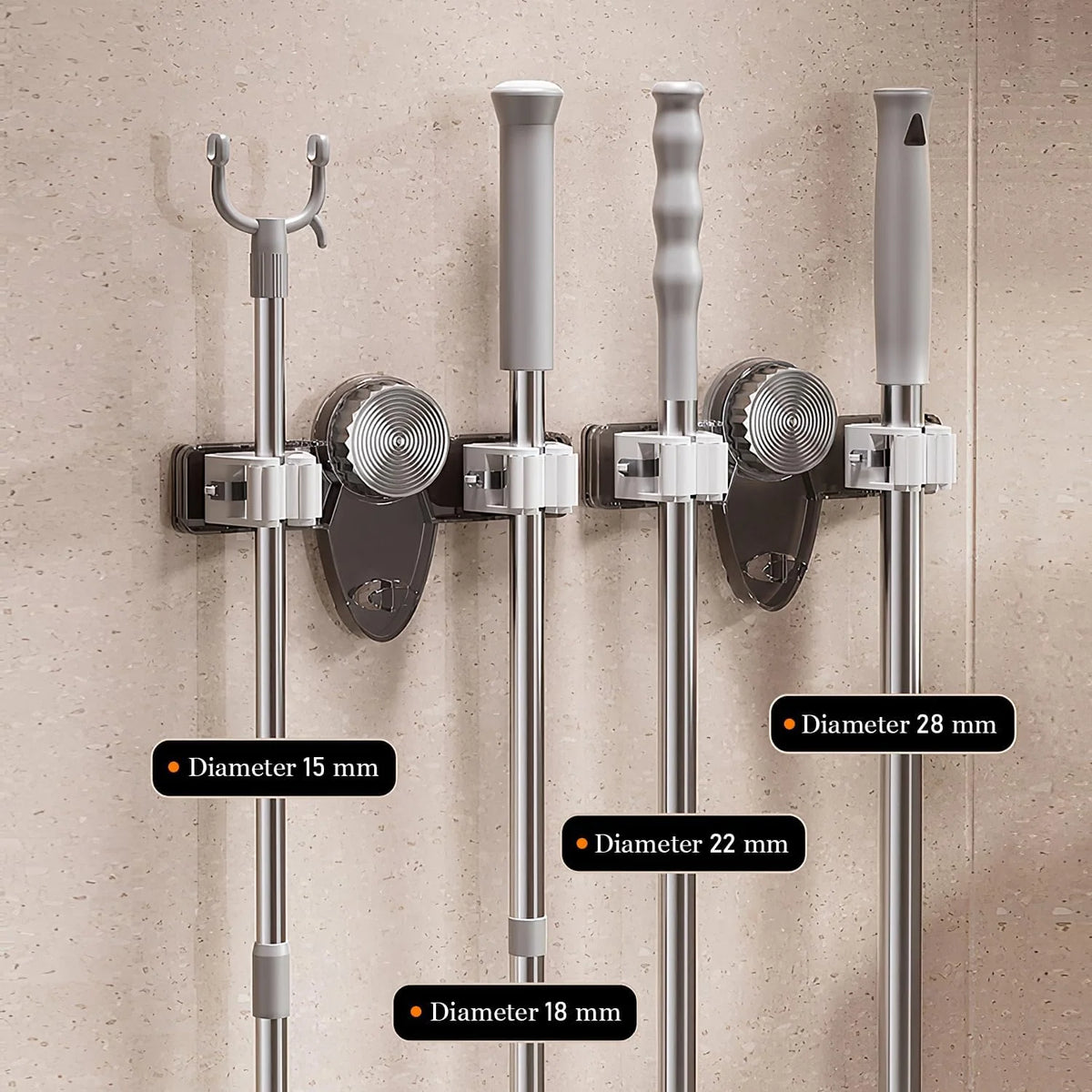 Cleaning Tool Rack Suction Cup Mount With Hooks