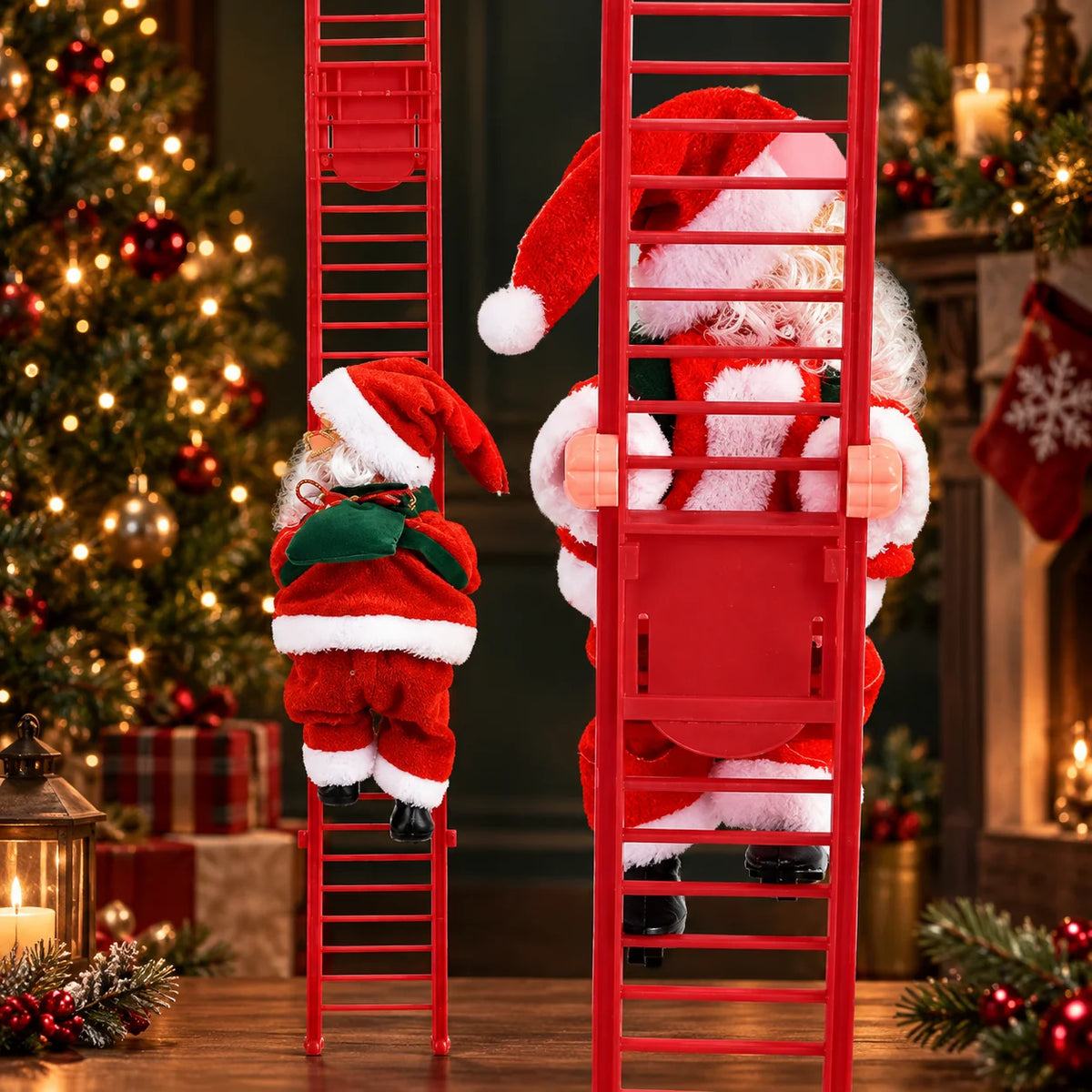 Climbing Santa Decoration Animated Battery-Free Soft Fabric