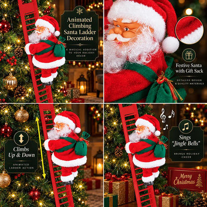 Climbing Santa Decoration Animated Battery-Free Soft Fabric