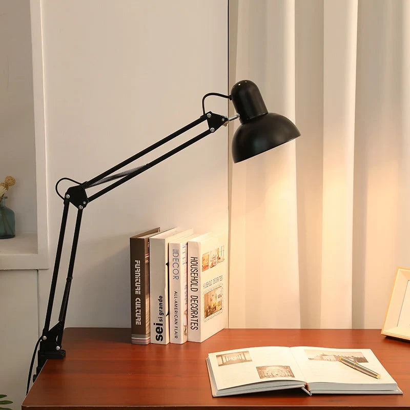 Clip-On Desk Lamp Adjustable Swing Arm & Pivoting Head