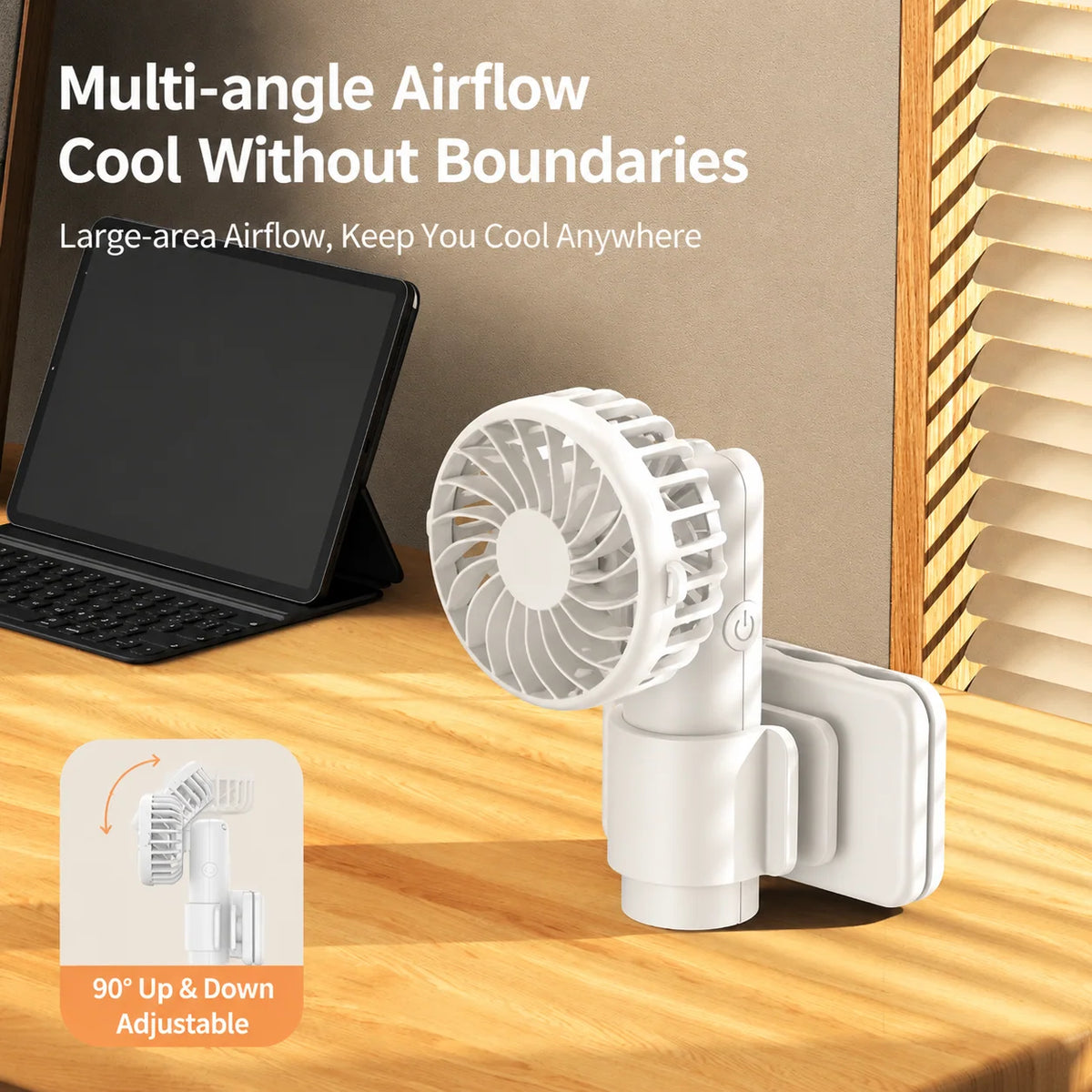 Clip-On Fan USB Rechargeable 3-Speed Adjustable Tilt