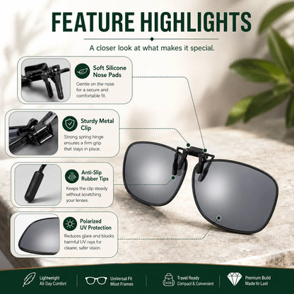 Clip-On Sunglasses Polarized Flip-Up UV400