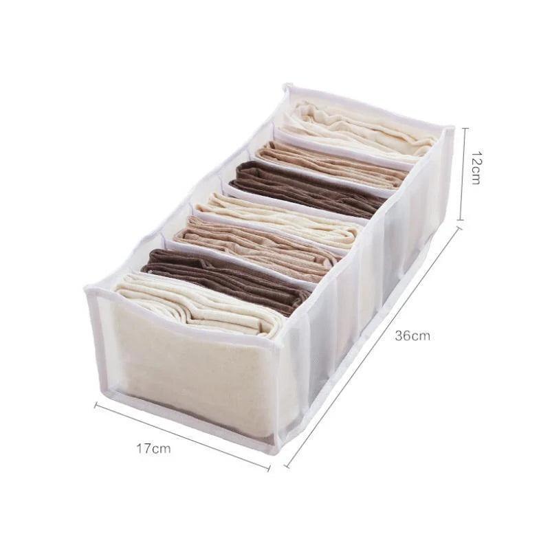 Clothes Organizer Divided Compartments Breathable Mesh Fold-Flat Design