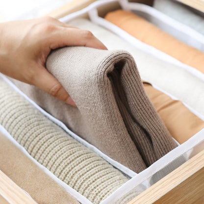 Clothes Organizer Divided Compartments Breathable Mesh Fold-Flat Design