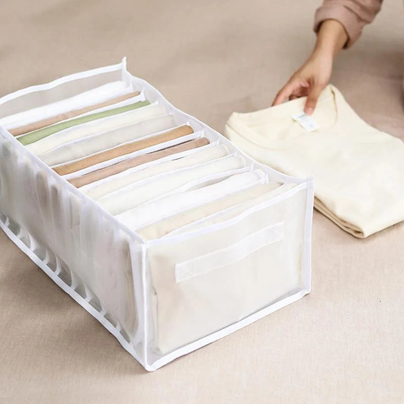 Clothes Organizer Divided Compartments Breathable Mesh Fold-Flat Design
