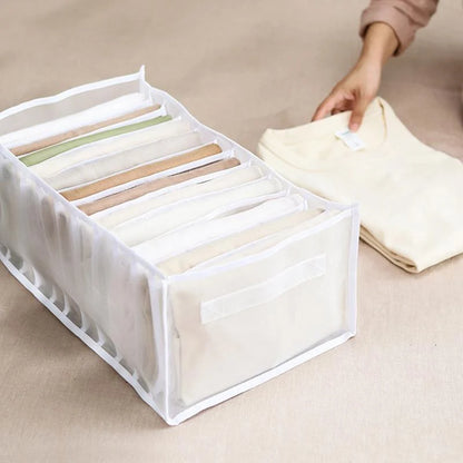Clothes Organizer Divided Compartments Breathable Mesh Fold-Flat Design