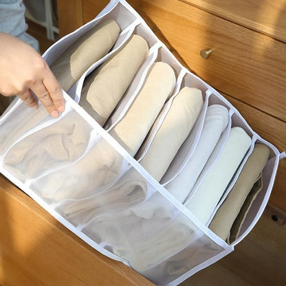 Clothes Organizer Divided Compartments Breathable Mesh Fold-Flat Design