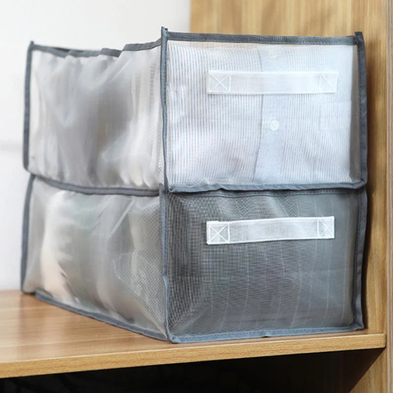 Clothes Organizer Divided Compartments Breathable Mesh Fold-Flat Design