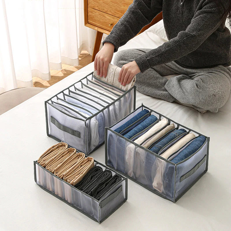 Clothing Drawer Organizer Stackable Collapsible Washable Mesh Compartments