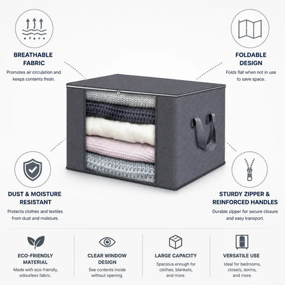 Clothing Storage Bag Breathable Foldable Clear Window