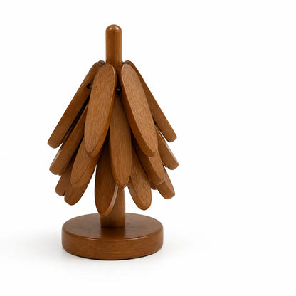 Coaster Set Solid Wood Tree-Shaped Heat-Resistant