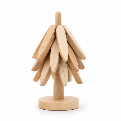 Coaster Set Solid Wood Tree-Shaped Heat-Resistant