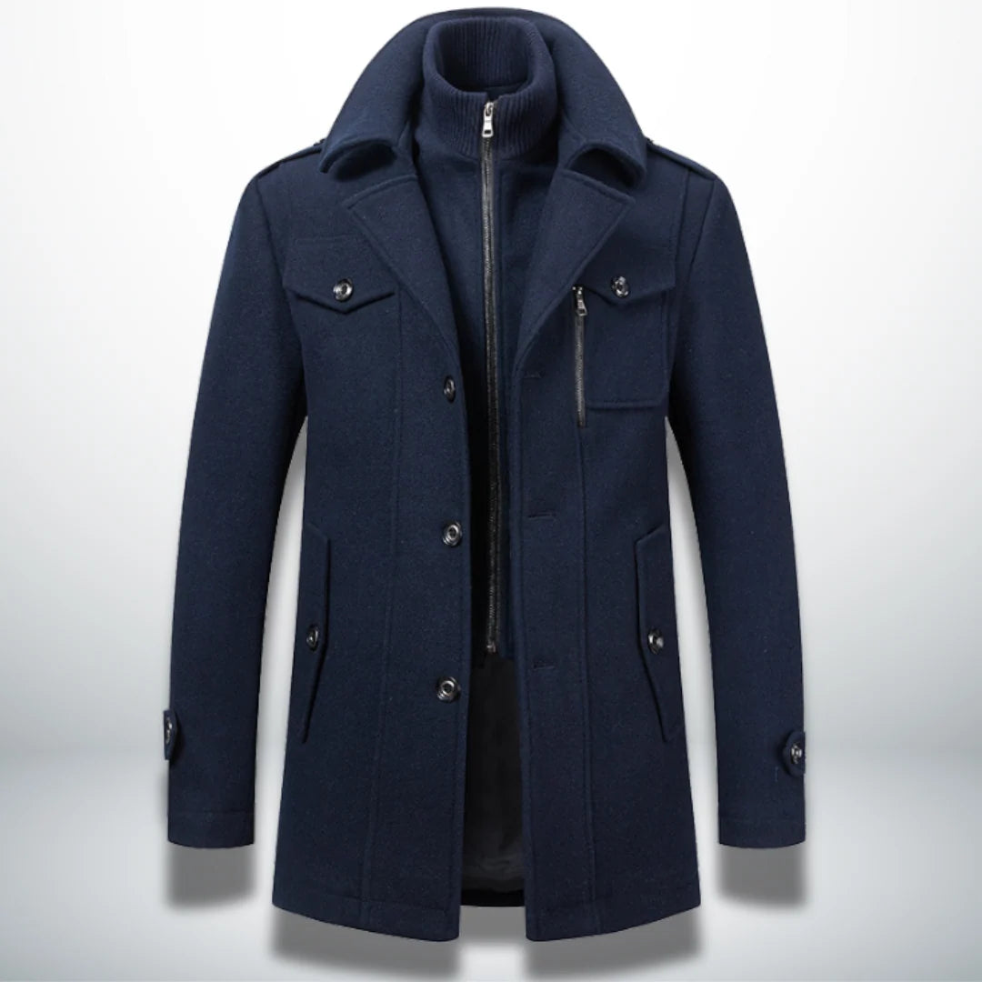 Coat Men's Long Stand-Up Collar & Classic Fit