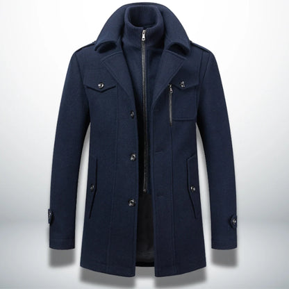Coat Men's Long Stand-Up Collar & Classic Fit