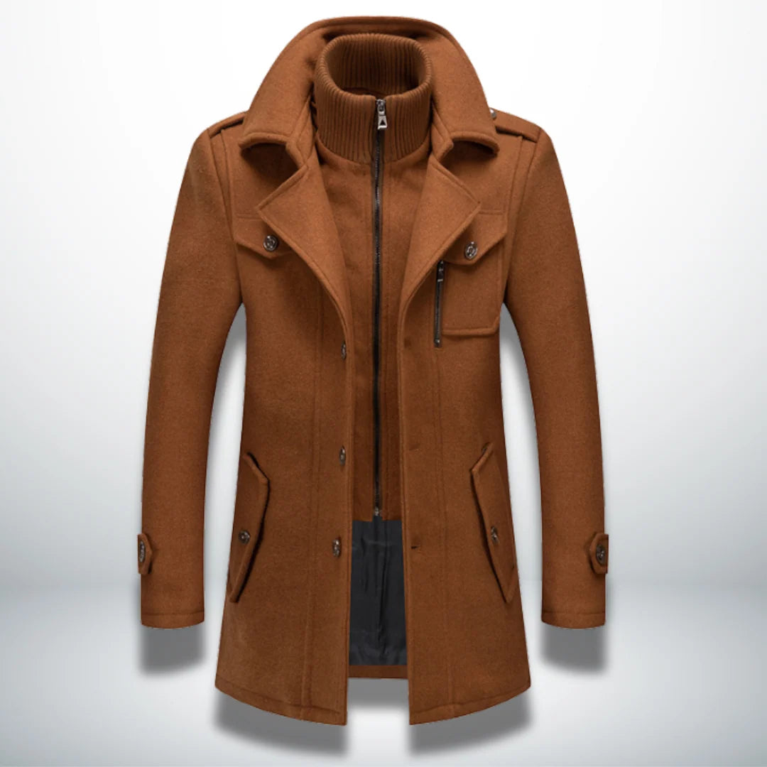 Coat Men's Long Stand-Up Collar & Classic Fit