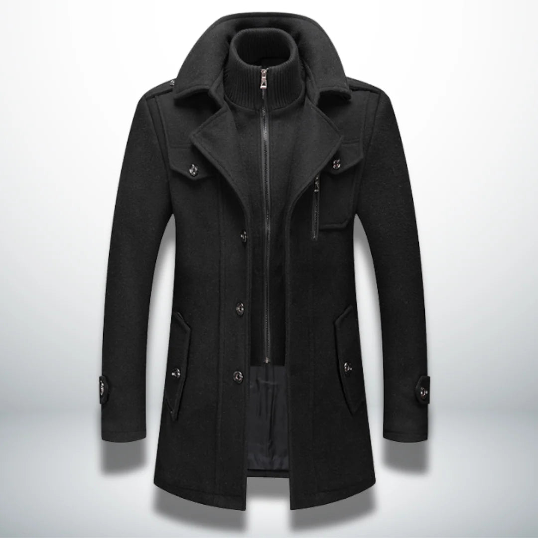 Coat Men's Long Stand-Up Collar & Classic Fit