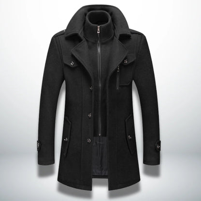 Coat Men's Long Stand-Up Collar & Classic Fit