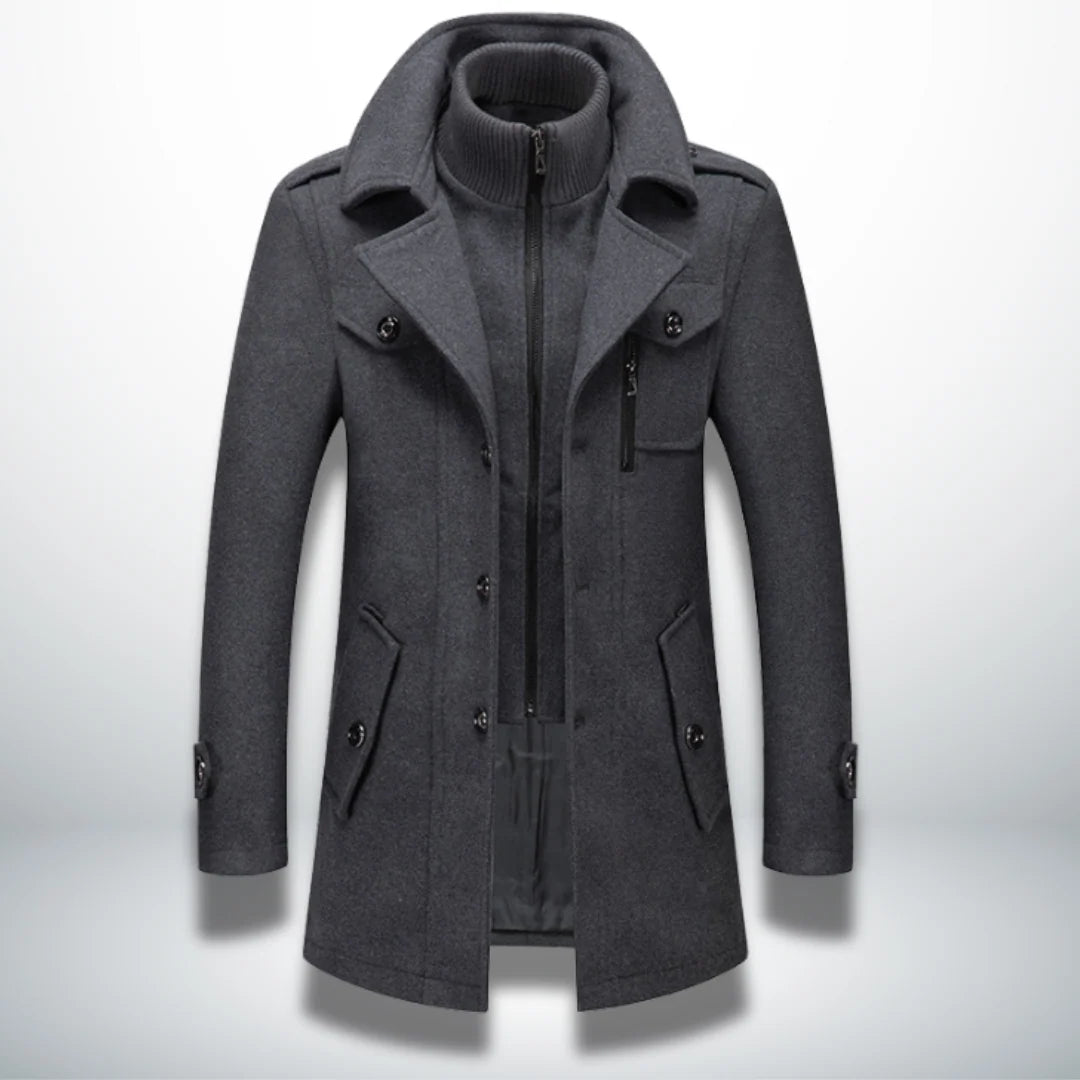 Coat Men's Long Stand-Up Collar & Classic Fit