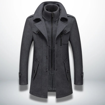 Coat Men's Long Stand-Up Collar & Classic Fit