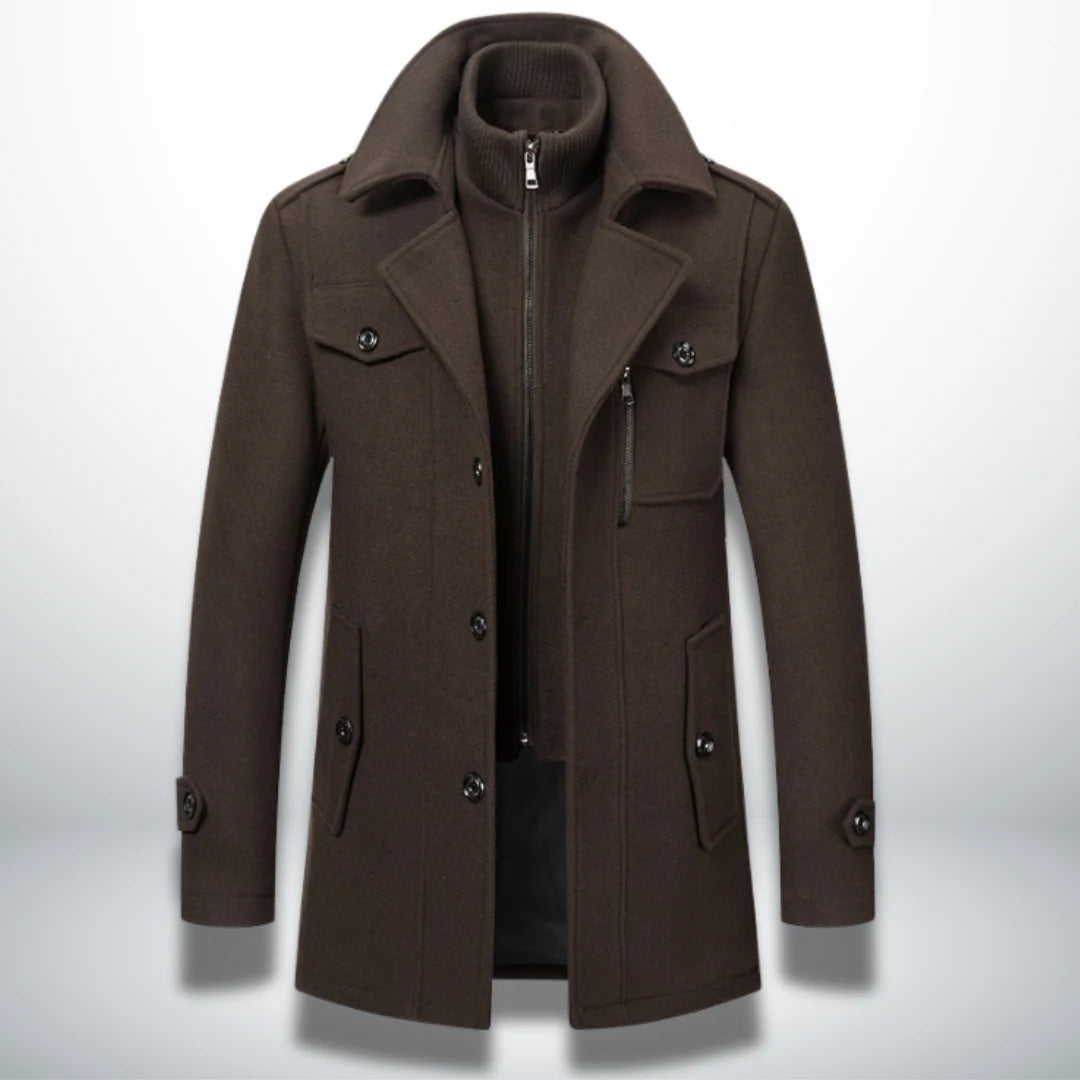 Coat Men's Long Stand-Up Collar & Classic Fit