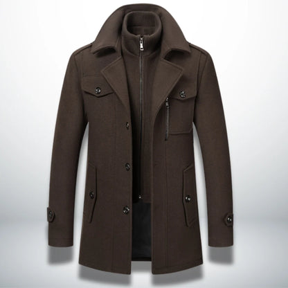Coat Men's Long Stand-Up Collar & Classic Fit
