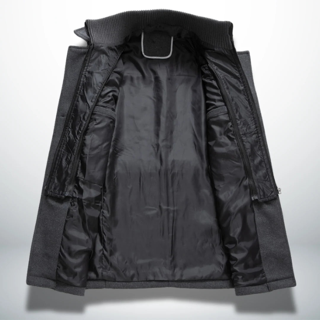 Coat Men's Long Stand-Up Collar & Classic Fit