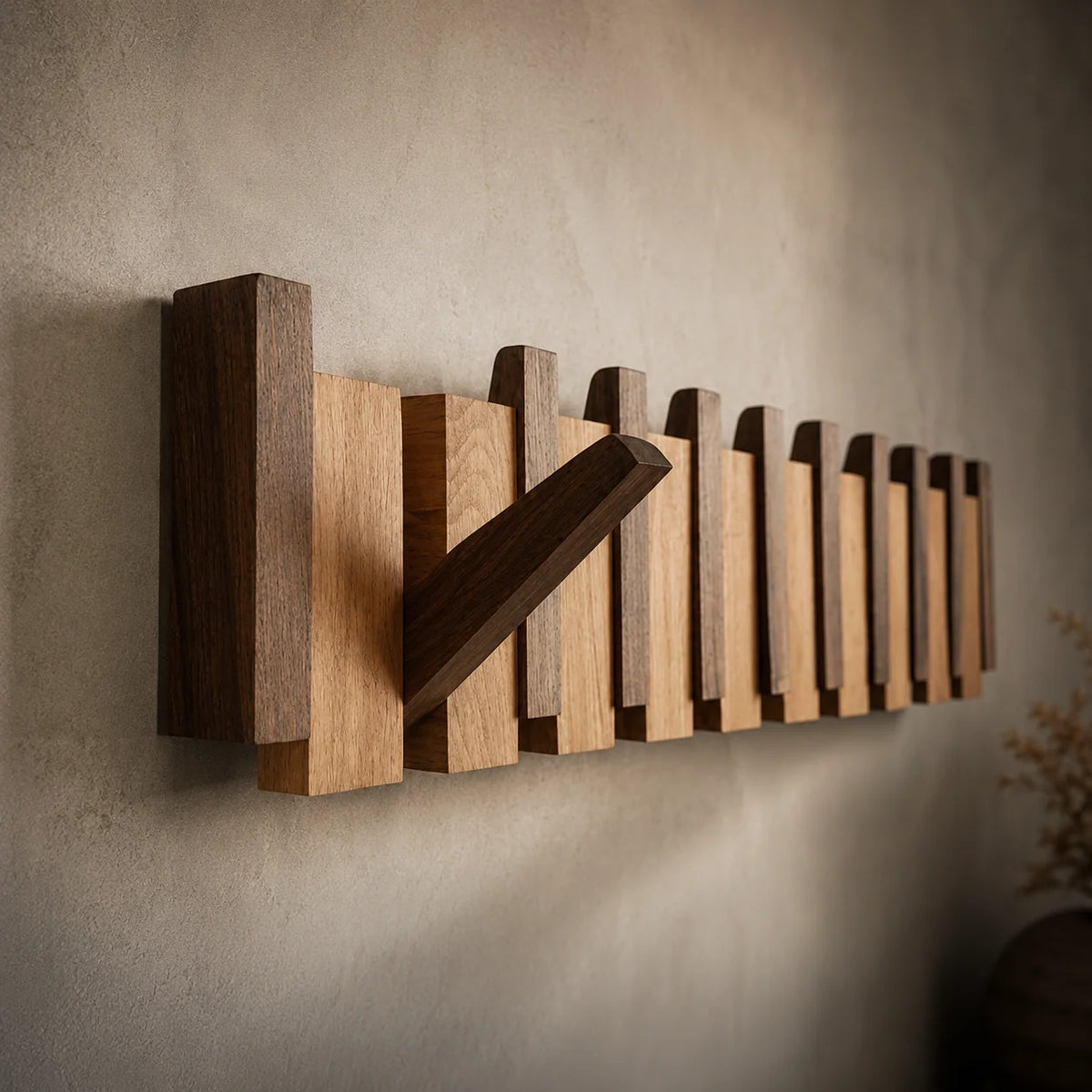 Coat Rack Solid Walnut & Beech Wall-Mounted