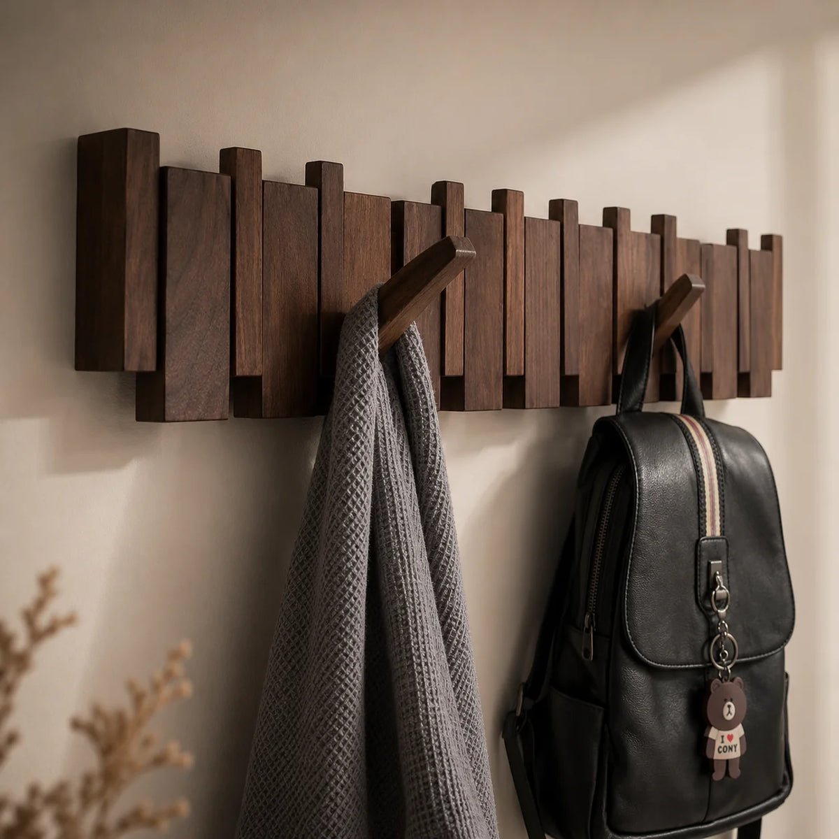 Coat Rack Solid Walnut & Beech Wall-Mounted