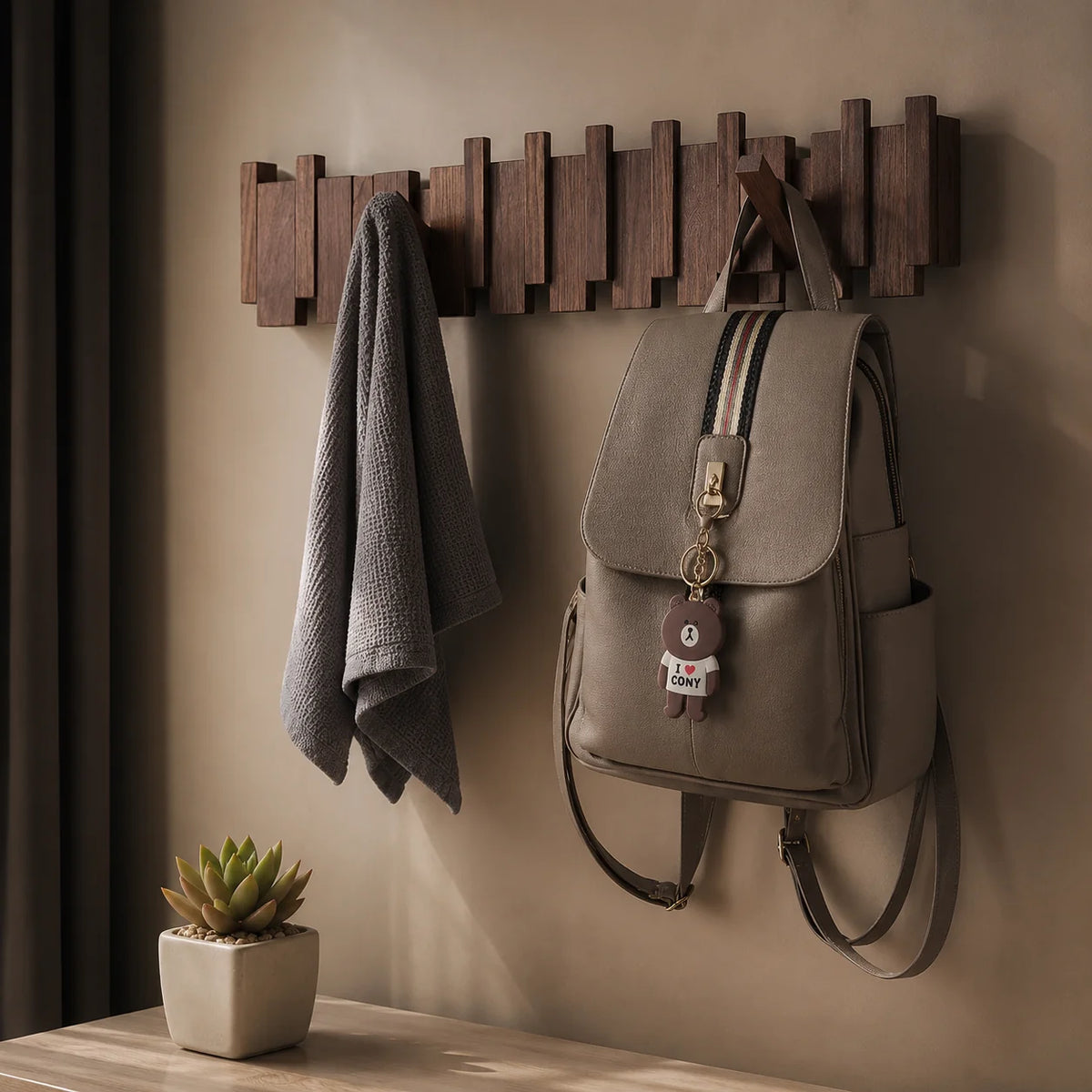 Coat Rack Solid Walnut & Beech Wall-Mounted