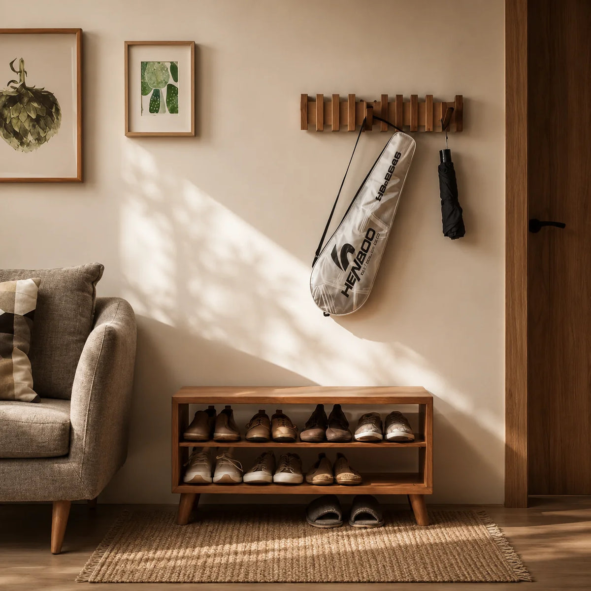 Coat Rack Solid Walnut & Beech Wall-Mounted