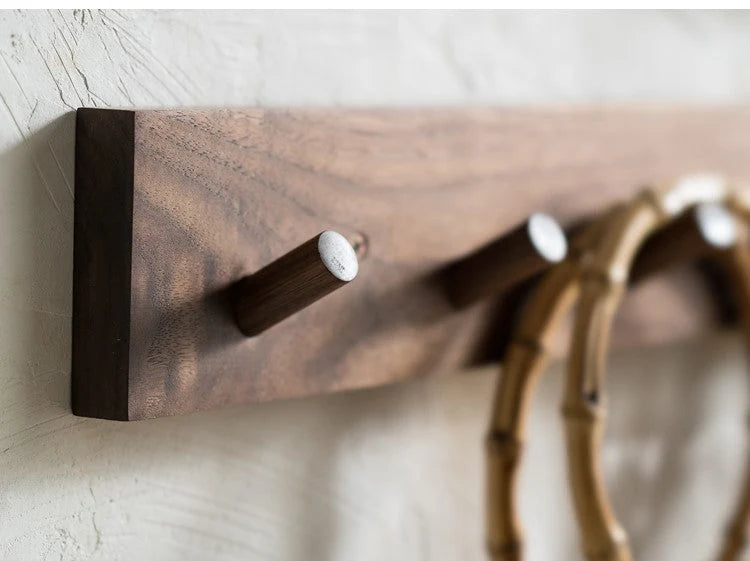 Coat Rack Wall-Mounted Solid Wood 4-6 Hooks