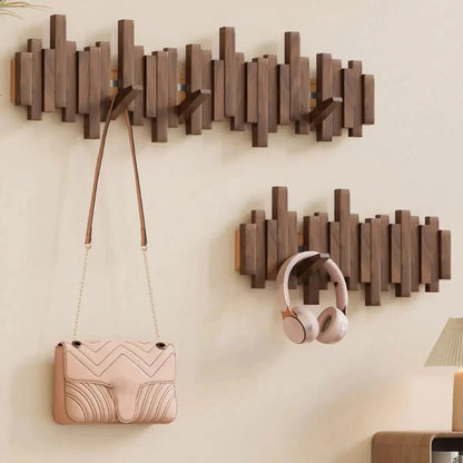 Coat Rack Wooden Wall-Mounted Space-Saving