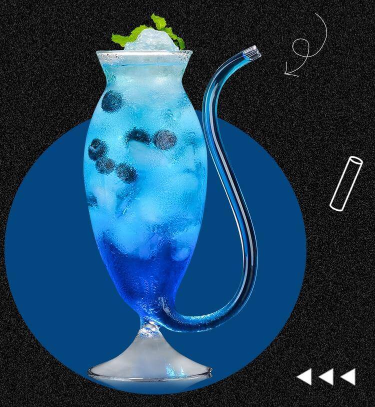 Cocktail Glass Borosilicate Heat-Resistant With Drinking Straw