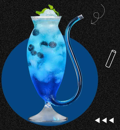 Cocktail Glass Borosilicate Heat-Resistant With Drinking Straw