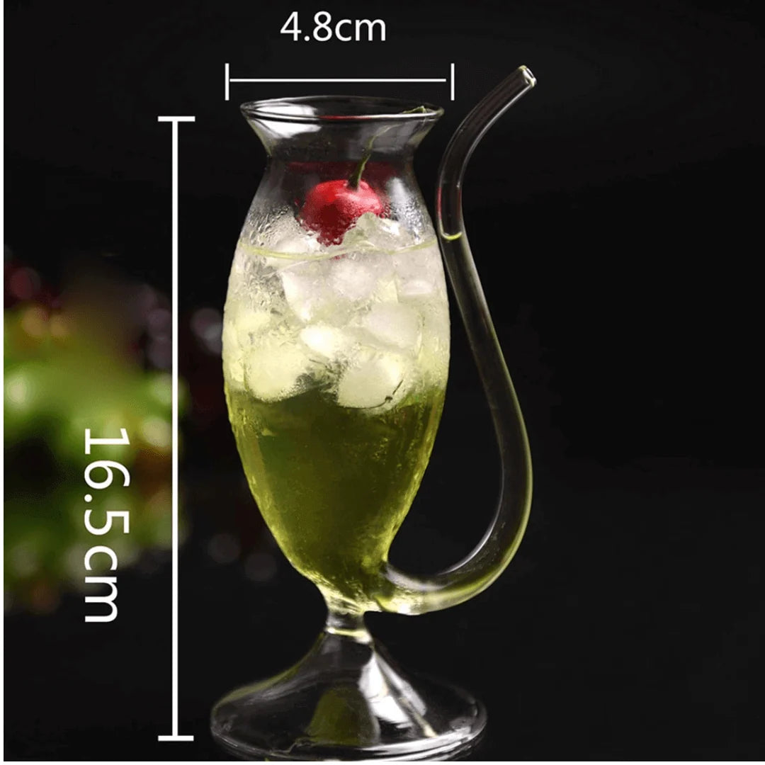 Cocktail Glass Borosilicate Heat-Resistant With Drinking Straw