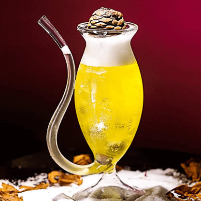 Cocktail Glass Borosilicate Heat-Resistant With Drinking Straw
