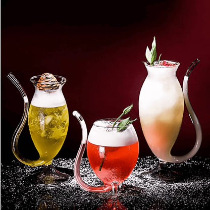 Cocktail Glass Borosilicate Heat-Resistant With Drinking Straw