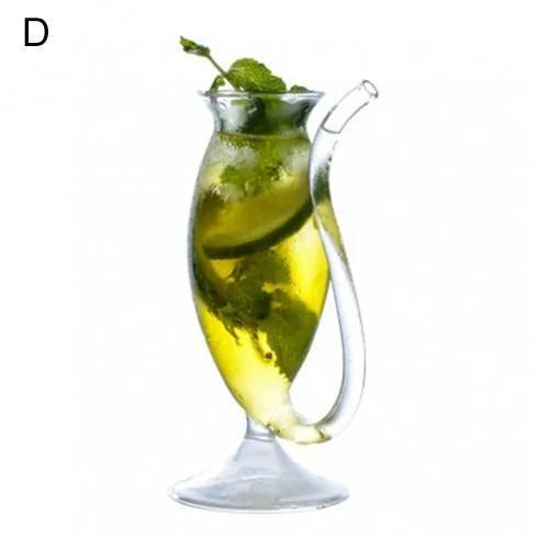 Cocktail Glass Borosilicate Heat-Resistant With Drinking Straw