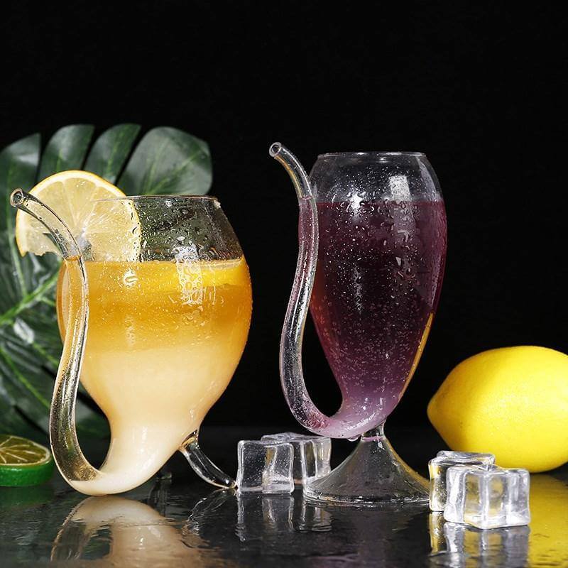 Cocktail Glass Borosilicate Heat-Resistant With Drinking Straw