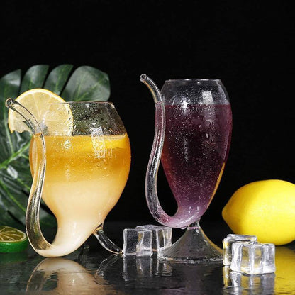 Cocktail Glass Borosilicate Heat-Resistant With Drinking Straw