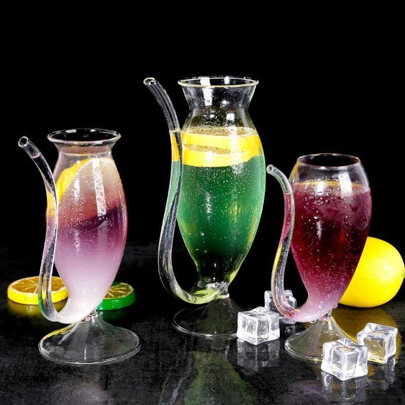 Cocktail Glass Borosilicate Heat-Resistant With Drinking Straw