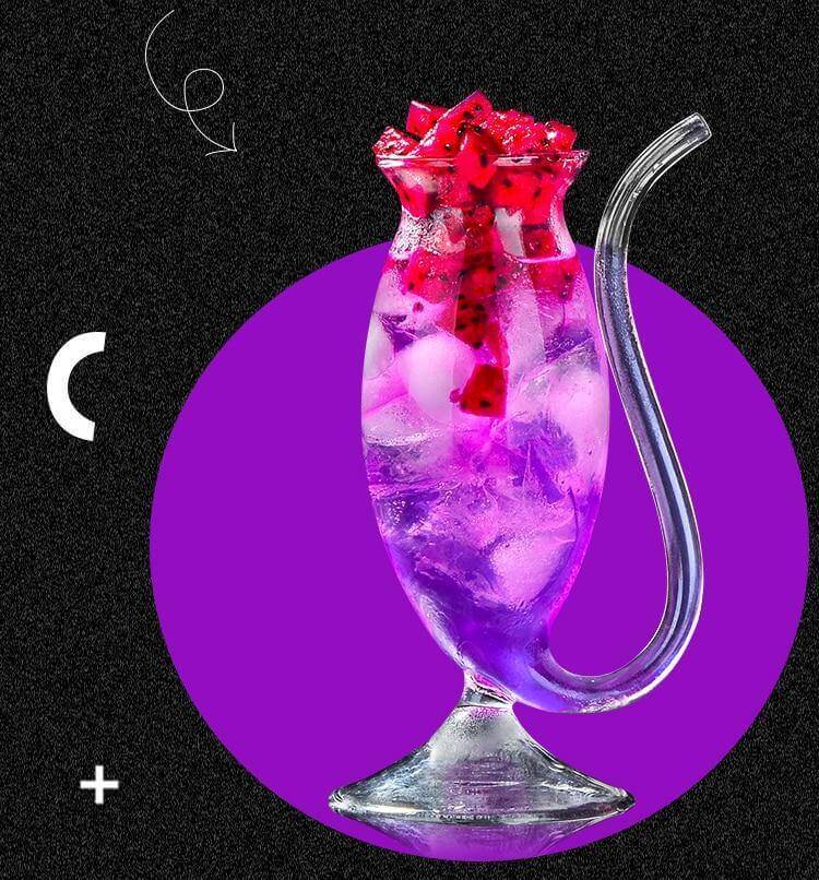 Cocktail Glass Borosilicate Heat-Resistant With Drinking Straw