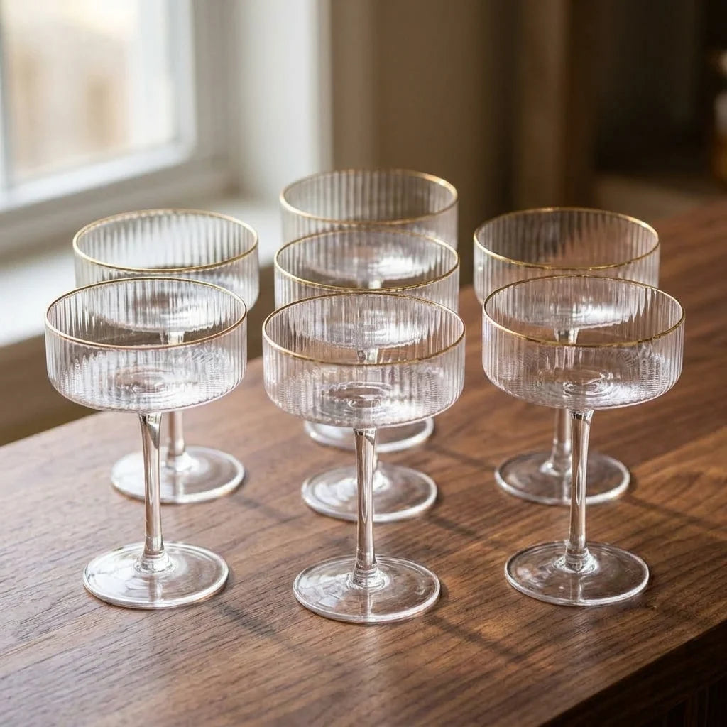 Cocktail Glasses Short Wide Clear Set of 6