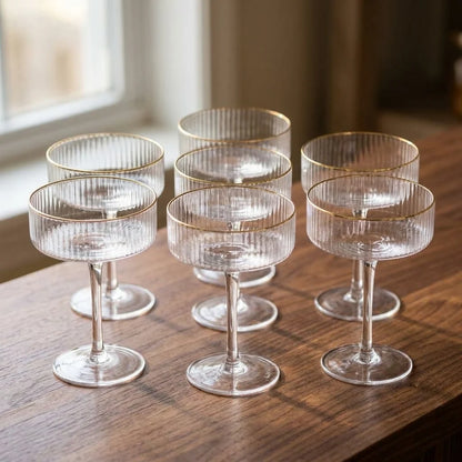 Cocktail Glasses Short Wide Clear Set of 6
