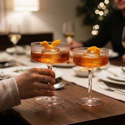 Cocktail Glasses Short Wide Clear Set of 6
