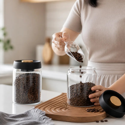 Coffee Canister Vacuum-Sealed Clear Glass