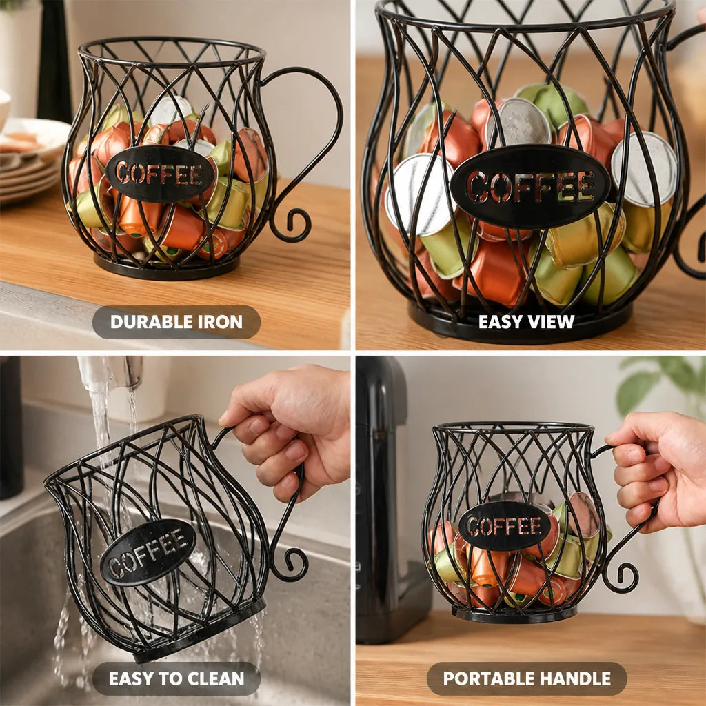 Coffee Capsule Holder Wrought Iron Open Weave