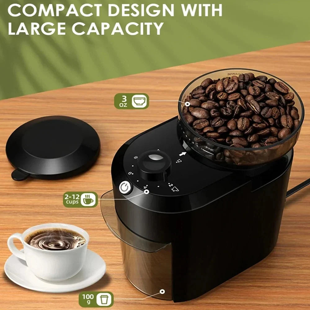 Coffee Grinder Adjustable Burr 28 Grind Settings Quiet Operation