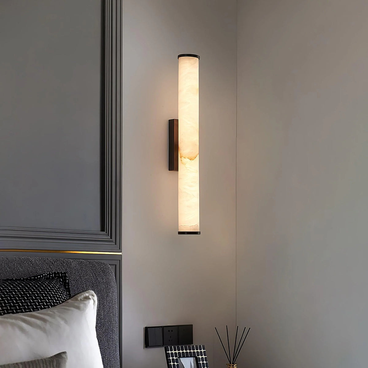 Column Wall Sconce Slim Vertical Integrated LED Stone-Effect Resin