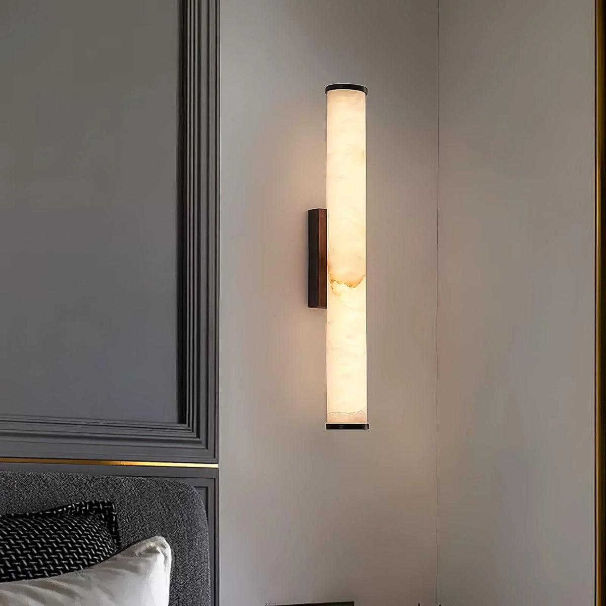 Column Wall Sconce Slim Vertical Integrated LED Stone-Effect Resin
